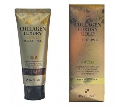 Маска-пленка для лица с коллагеном и золотыми капсулами Collagen&Luxury Gold Peel Off Pack 3W CLINIC, 100 мл