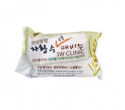 Очищающее мыло кусковое для лица и тела с экстрактом Злаков Grain Soap, 3W CLINIC