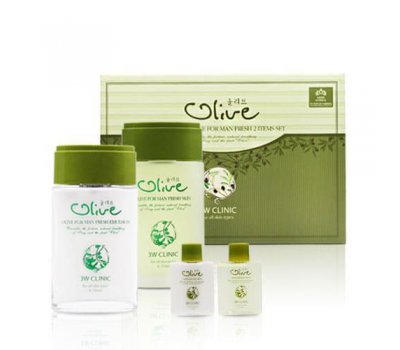 Набор для ухода за мужской кожей с экстрактом оливы Olive For Man Fresh 2 Items Set 3W CLINIC
