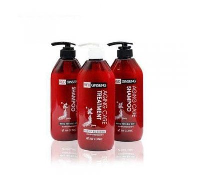 Red Ginseng Shampoo Aging Treatment 3W CLINIC Набор для ухода за волосами, 3*500 мл.