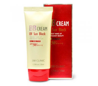 Солнцезащитный ВВ крем для лица BB Cream UV Sun Block 3W CLINIC, 50 мл
