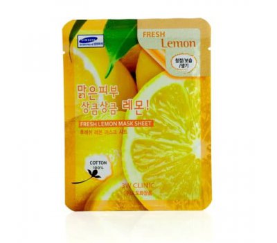 Тканевая маска для лица с экстрактом лимона Fresh Lemon Mask Sheet, 3W CLINIC