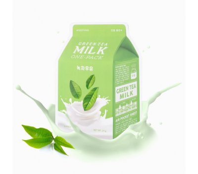 Молочная тканевая маска для лица с зеленым чаем Green Tea Milk One-Pack A'PIEU
