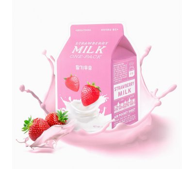 Молочная тканевая маска для лица с ягодами Strawberry Milk One-Pack A'PIEU