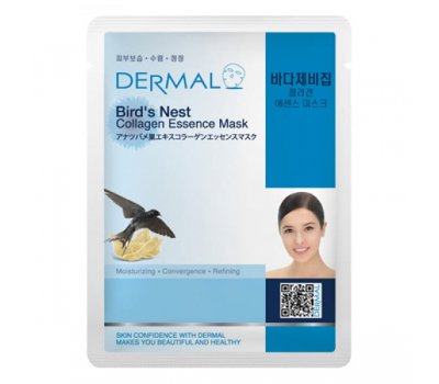 DERMAL Bird's Nest Collagen Essence Mask Тканевая маска для лица с экстрактом ласточкиного гнезда и коллагеном, 23 гр