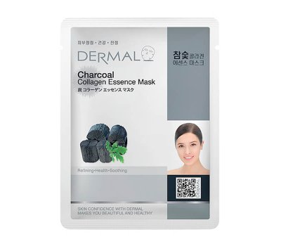 DERMAL Charcoal Collagen Essence Mask Тканевая маска для лица с древесным углем и коллагеном, 23 гр