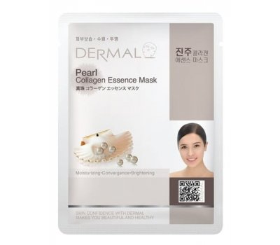 DERMAL Pearl Collagen Essence Mask Тканевая маска для лица коллагеном и с жемчужной пудрой, 23 гр