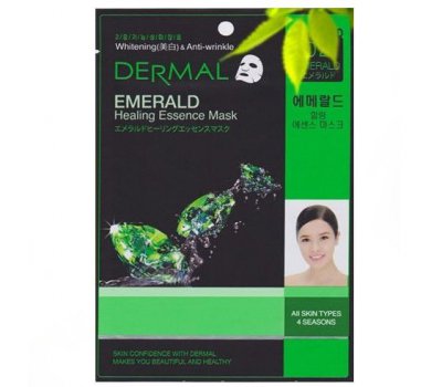 DERMAL Emerald Healing Essence Mask Антивозрастная тканевая маска для лица, 28 гр