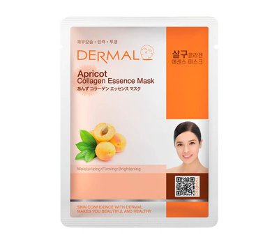 DERMAL Apricot Collagen Essence Mask Тканевая маска для лица с экстрактом абрикоса и коллагена, 23 гр