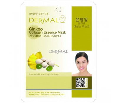 DERMAL Ginkgo Collagen Essence Mask Тканевая маска для лица с экстрактом листьев гинко и коллагеном, 23 гр