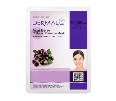 DERMAL Acai Berry Collagen Essence Mask Тканевая маска для лица с ягодами асаи и коллагеном, 23 гр