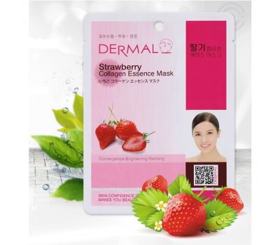 DERMAL Strawberry Collagen Essence Mask Тканевая маска для лица экстрактом клубники и коллагеном, 23 гр