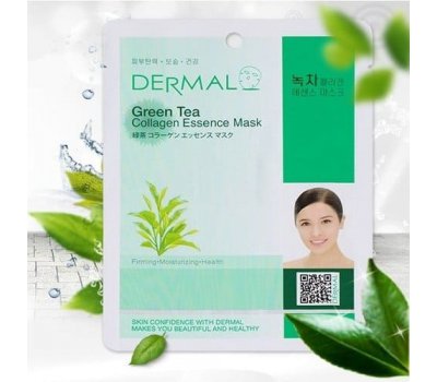 DERMAL Green Tea Collagen Essence Mask Тканевая маска для лица с зеленым чаем и коллагеном, 23 гр