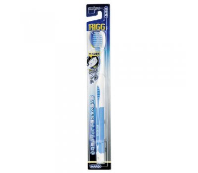 EBISU Компактная 4-х рядная зубная щетка с плоским срезом щетинок с прорезиненной ручкой (Жёсткая), 1 шт