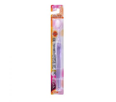 EBISU Суперкомпактная 4-х рядная зубная щетка с плоским срезом сверхтонких щетинок и прозрачной ручкой (Мягкая), 1 шт