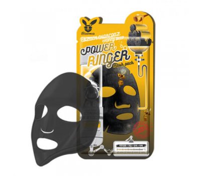 Elizavecca Black Charcoal Honey Deep Power Ringer Mask Pack Тканевая маска для лица, пропитанная косметической эссенцией