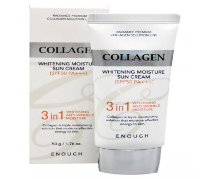 Enough Collagen Whitening Moisture Sun Cream 3 in 1 SPF50+ PA+++ Увлажняющий солнцезащитный крем с коллагеном, 50 мл