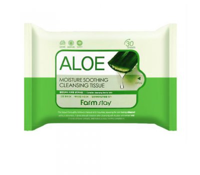 Farm Stay Aloe Moisture Soothing Cleansing Tissue Очищающие увлажняющие салфетки с экстрактом алоэ, 120 мл
