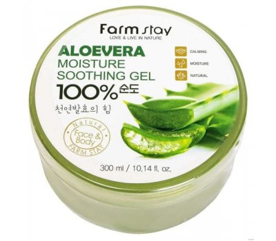 Farm Stay Aloe Vera Moisture Soothing Gel 100% Многофункциональный гель с экстрактом алоэ, 300 мл