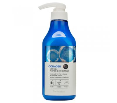 Farm Stay Collagen Water Full Shampoo & Conditioner  Шампунь-кондиционер увлажняющий с коллагеном для волос, 530 мл