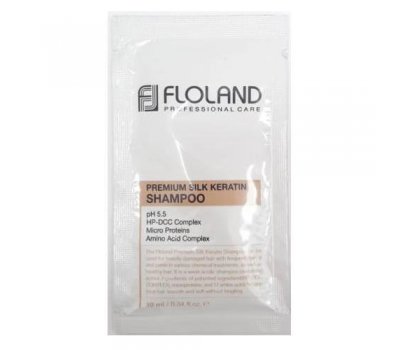 Пробник шампунь для волос с кератином Floland Premium Silk Keratin Shampoo, 10 мл