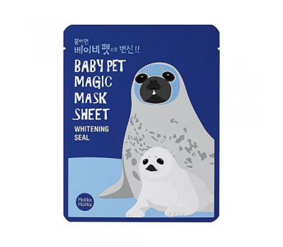 Holika Holika Baby Pet Magic Mask Sheet Whitening Seal Осветляющая тканевая маска-мордочка, 22 мл