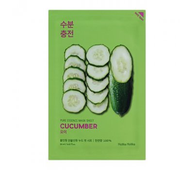 Holika Holika Pure Essence Mask Sheet Cucumber Успокаивающая тканевая маска с экстрактом огурца, 20 мл