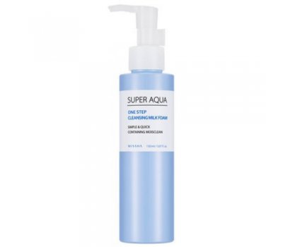 Missha Super Aqua One Step Cleansing Milk Foam Очищающее молочко с экстрактом голубого лотоса, 150 мл