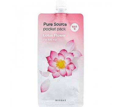 Missha Pure Source Pocket Pack Lotus Освежающая пилинг-маска с экстрактом лотоса, 10 мл