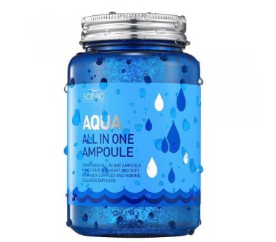 Scinic Aqua All in One Ampoule Увлажняющая сыворотка для лица с морским коллагеном, 250 мл