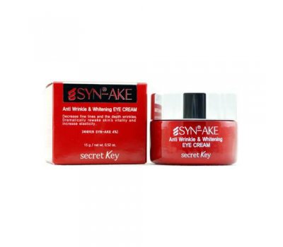 Secret Key Syn-Ake Anti Wrinkle & Whitening Eye Cream Антивозрастной крем для кожи вокруг глаз с пептидом, 15 мл