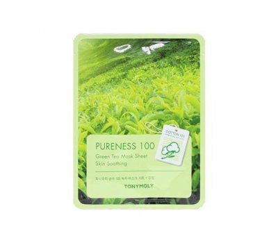 Tony Moly Pureness 100 Green Tea Mask Sheet Тканевая маска для лица с экстрактом зеленого чая, 21 мл